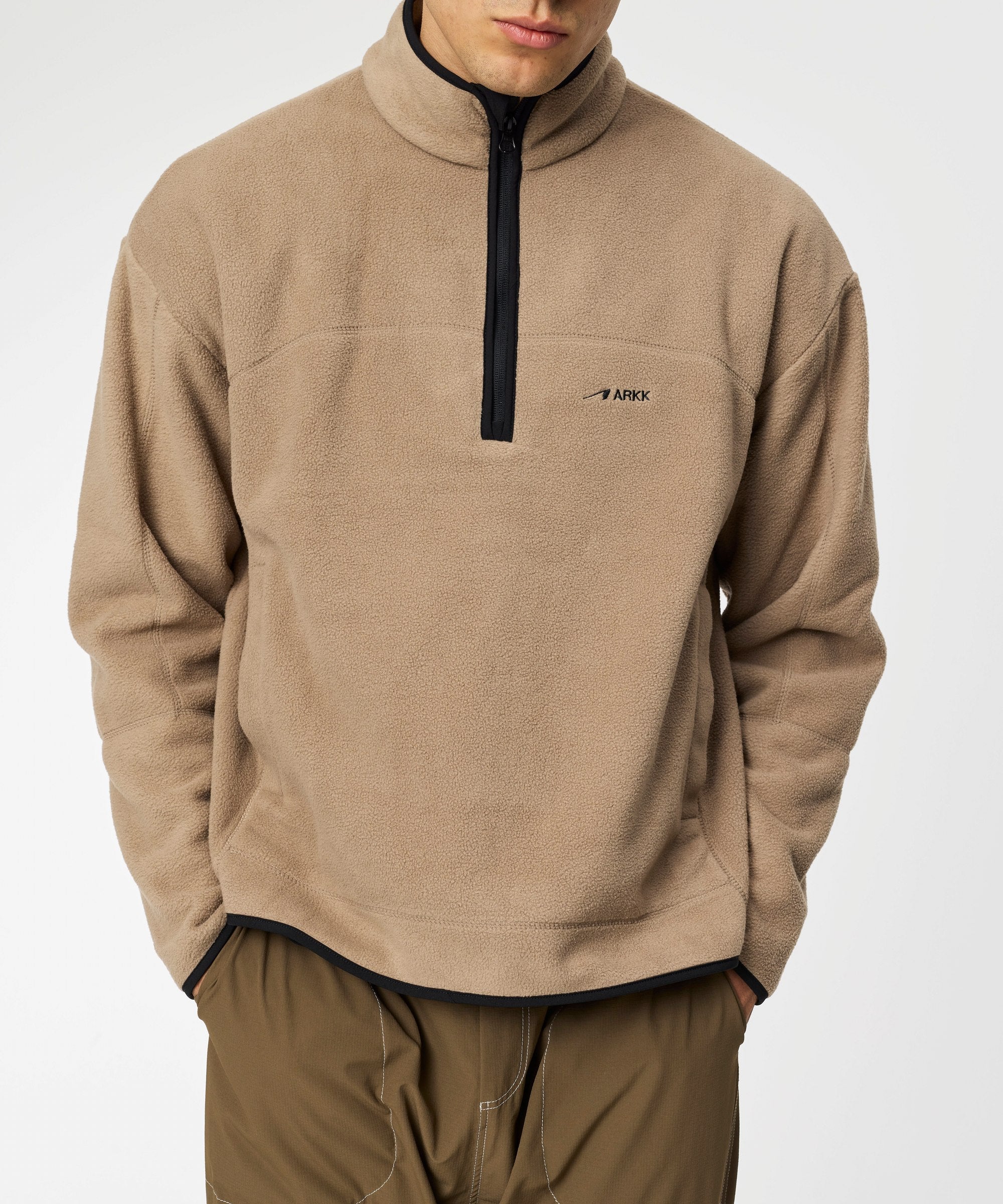 ARKK Apparel Elda Fleece Quarter Zip | Taupe Jacket
