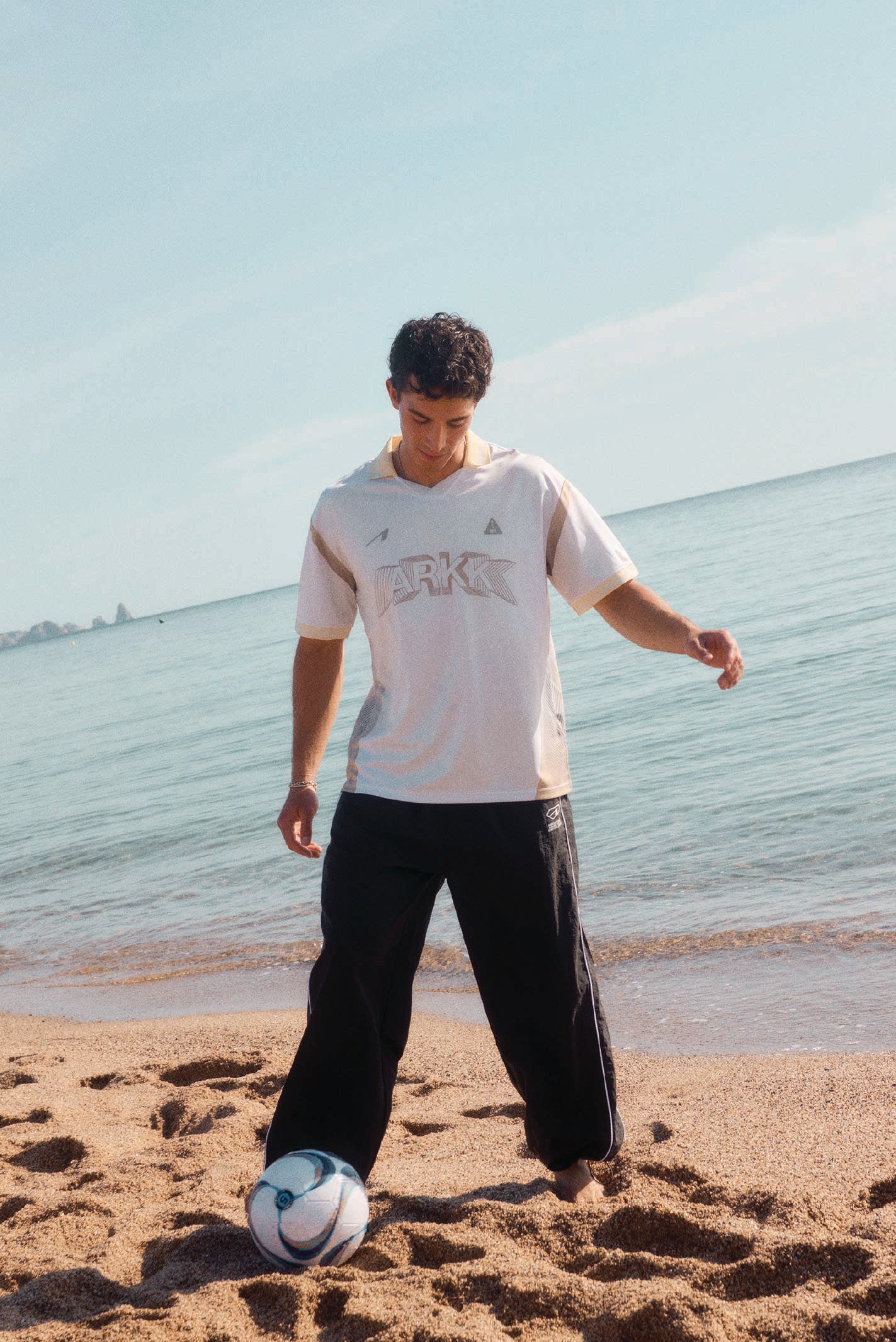 ARKK Apparel Football Shirt | White Beige Grey T-Shirt
