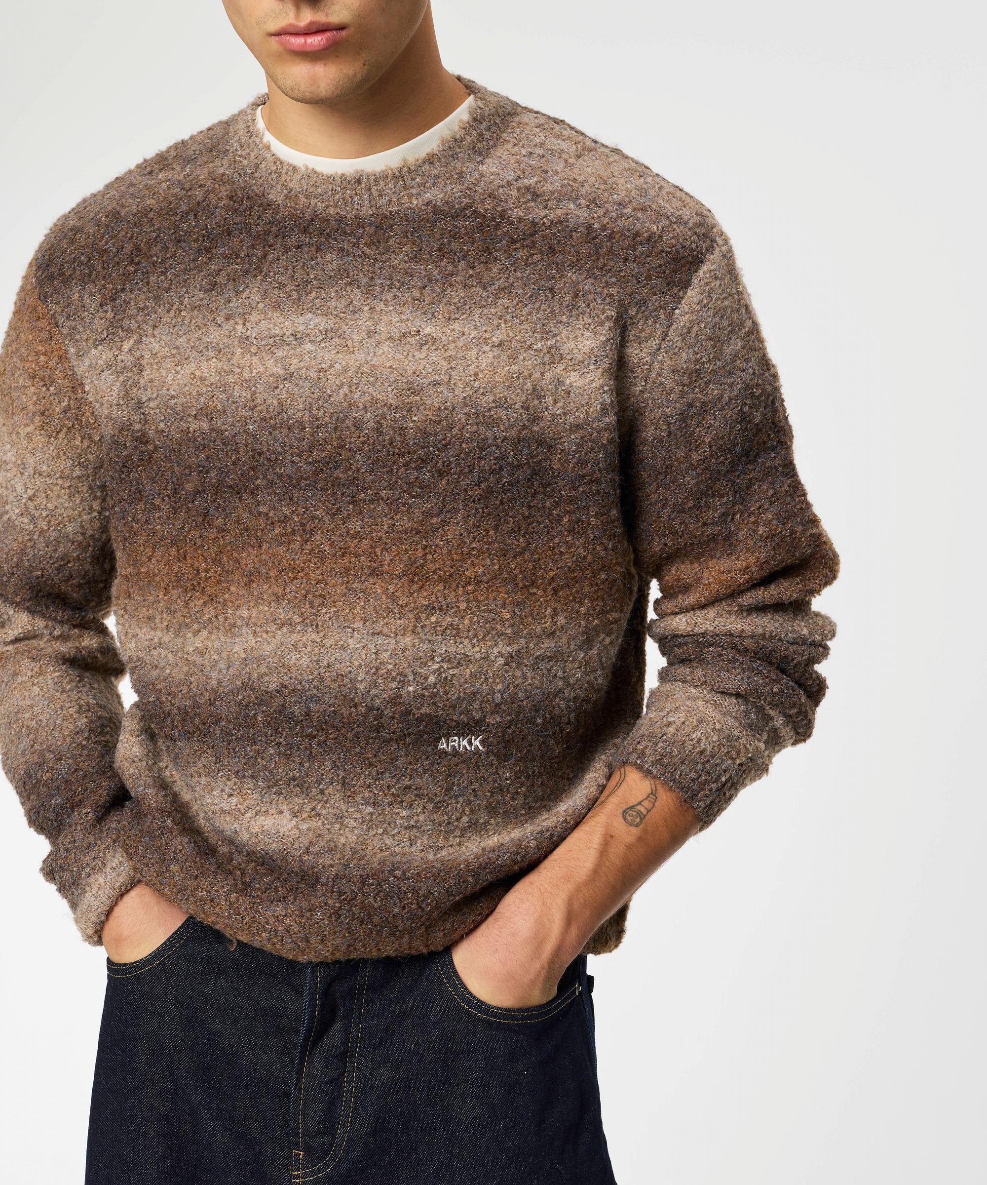 ARKK Apparel Knit Crew | Navy Brown Knit Crew