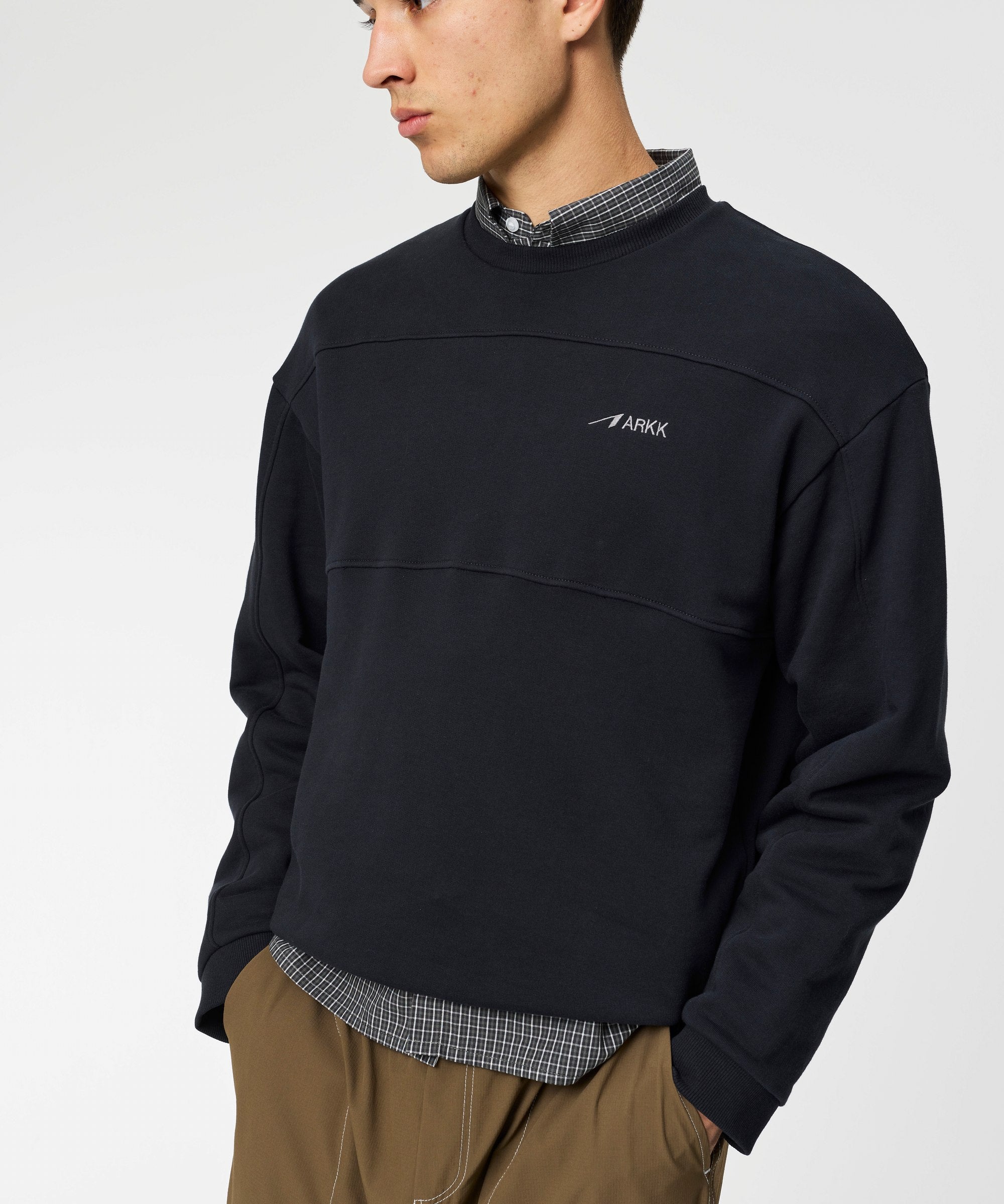 ARKK Apparel Panel Crew | Black Panel Crew