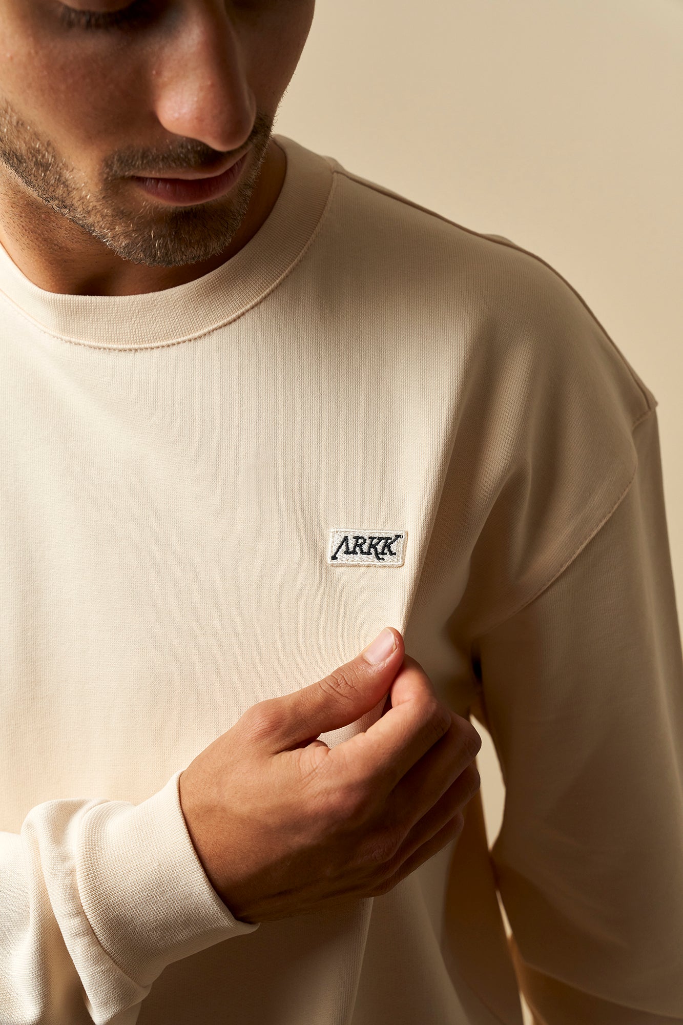 ARKK Apparel ARKK Box Logo Crewneck | Light Sand Crewneck
