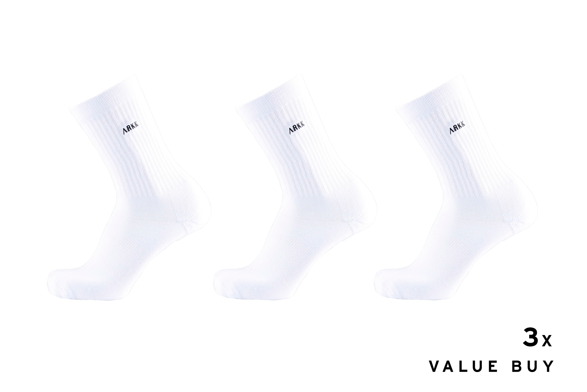 ARKK Accessories The High Sock - Standard White Black - 3pack Socks